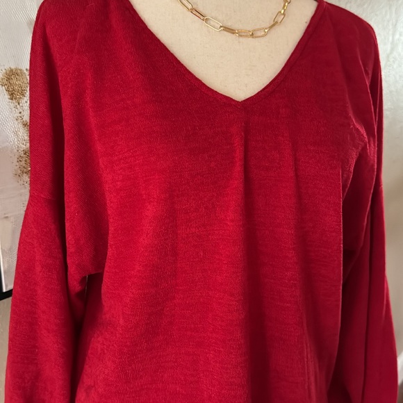 Dark red balloon sleeve sweater top - Picture 5 of 5